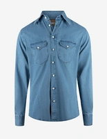 Sartorial Shirt Wester Slub Denim Ljusblå