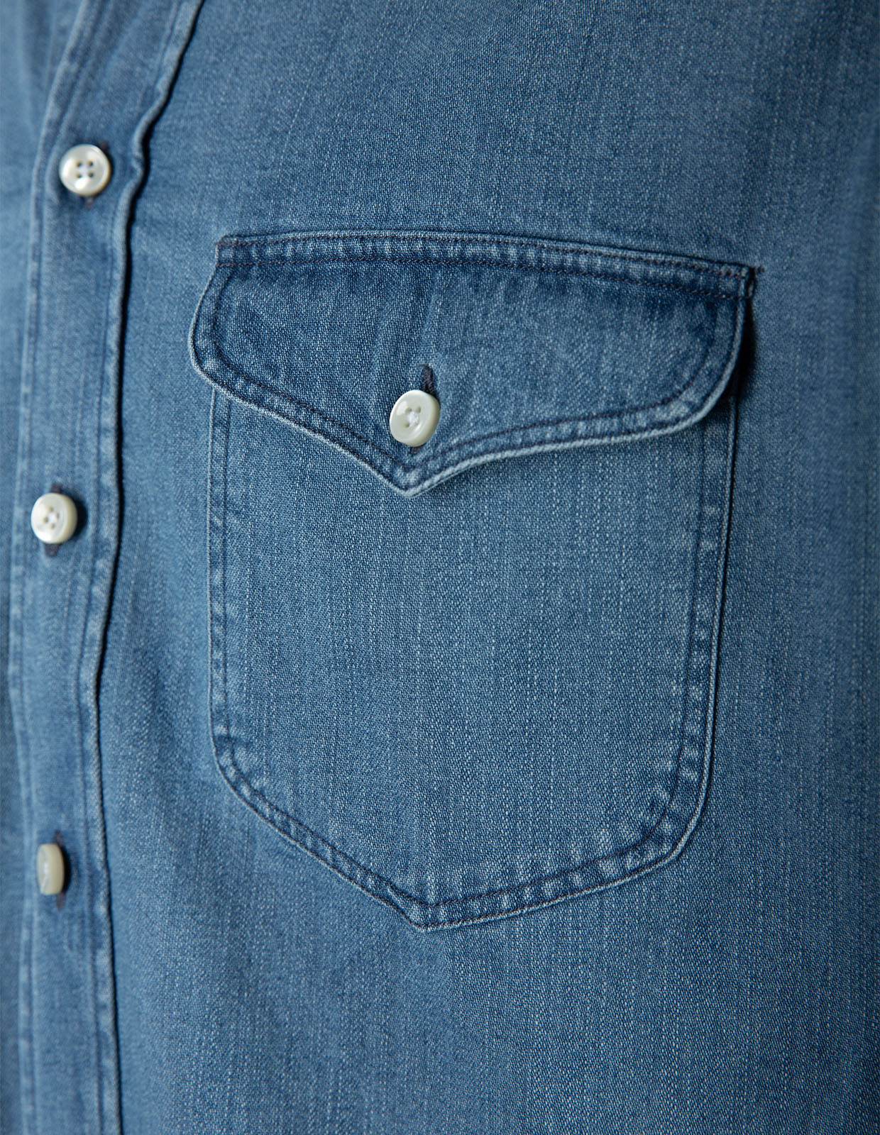Sartorial Shirt Wester Slub Denim Ljusblå