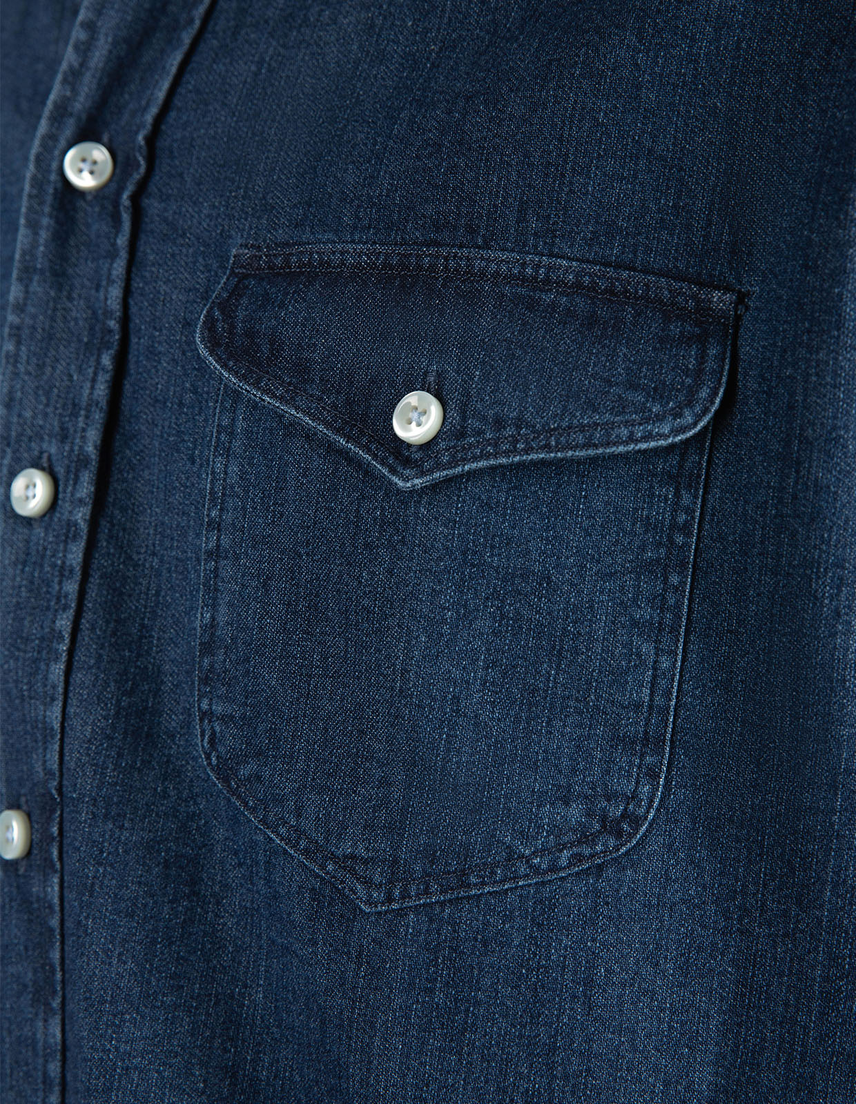 Sartorial Shirt Wester Slub Denim Mörkblå