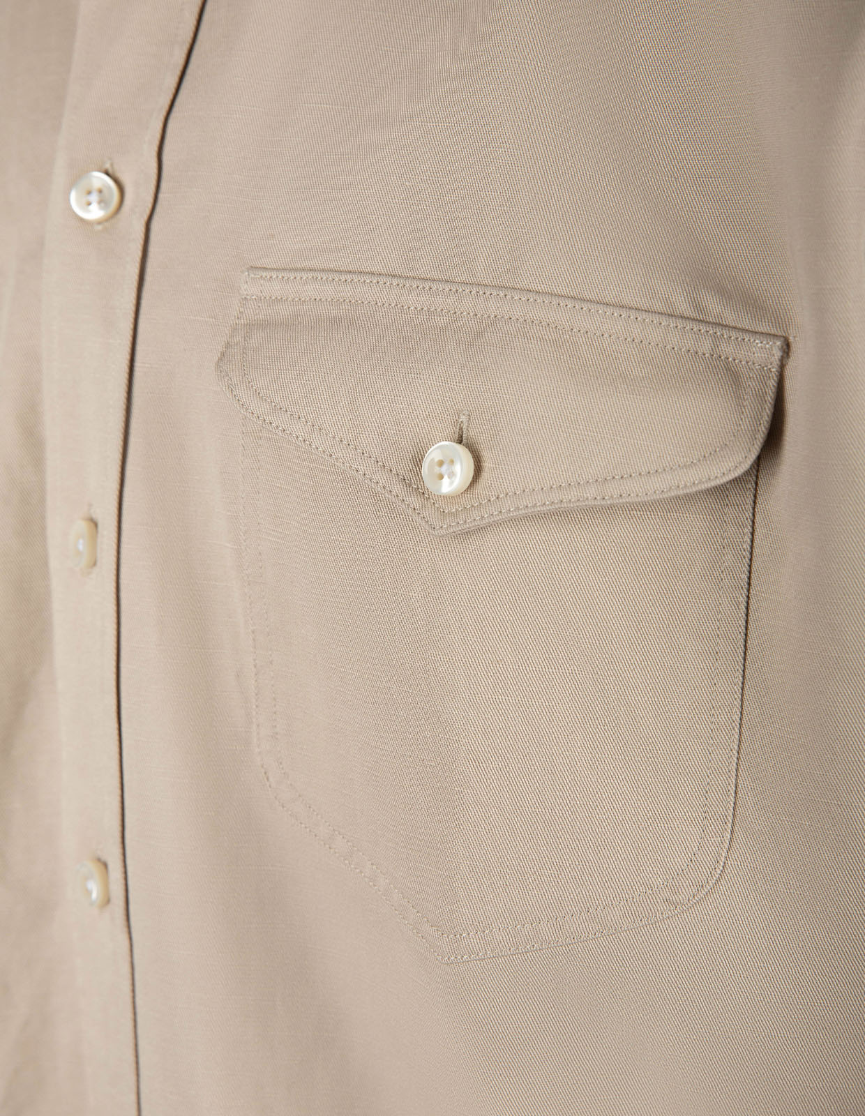 Sartorial Shirt Wester Twill Linne Bomull Beige