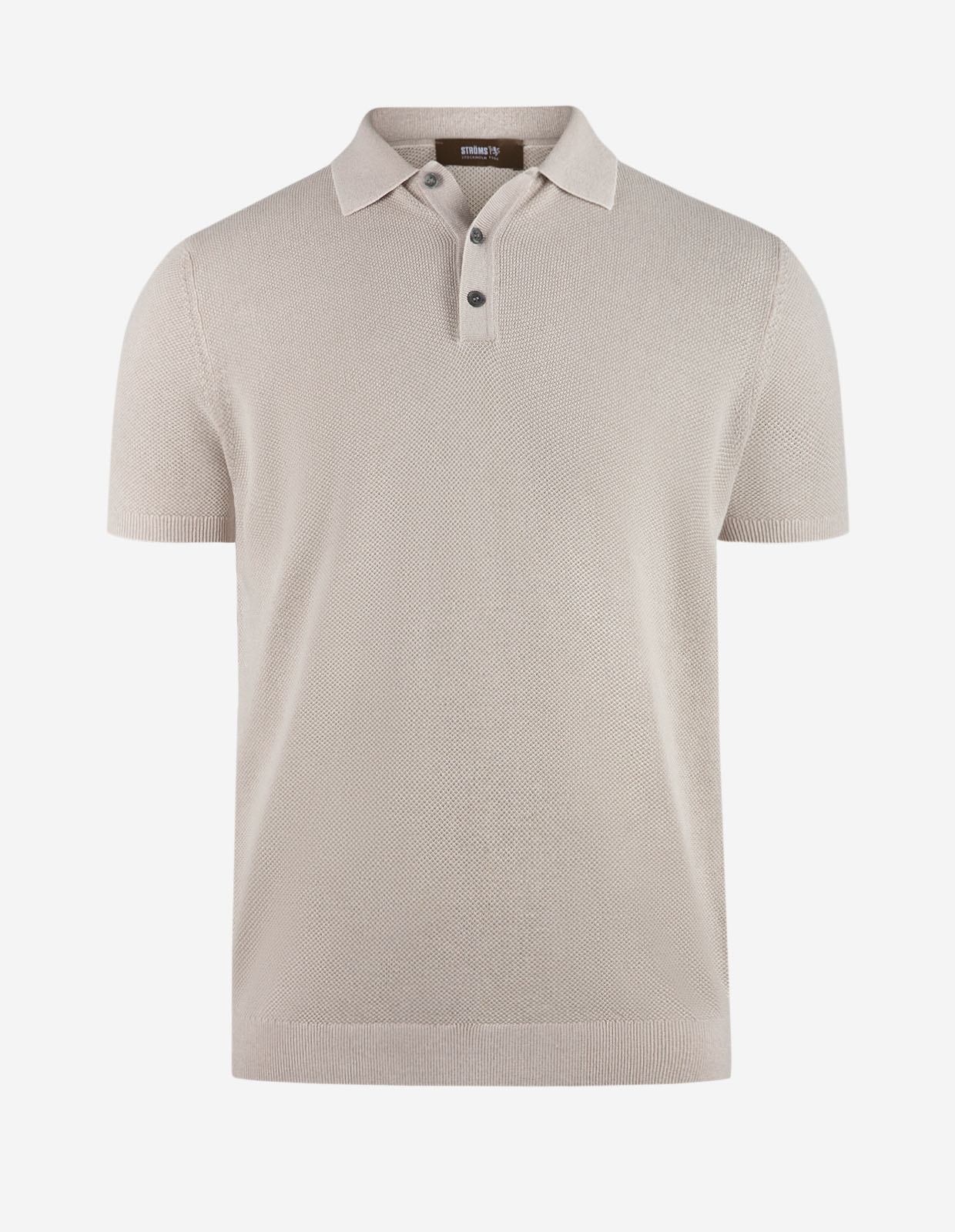 Pikétröja Strukturstickad Bomull Beige