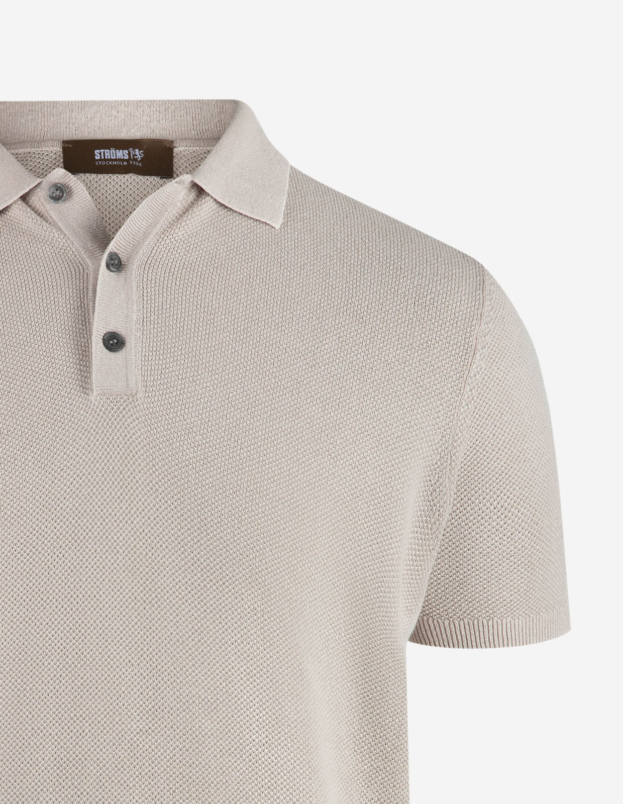 Pikétröja Strukturstickad Bomull Beige