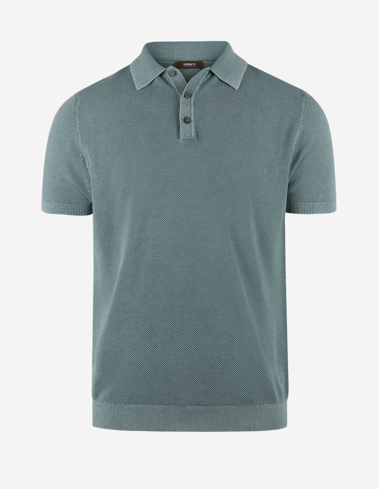 Pikétröja Strukturstickad Bomull Ljusgrön