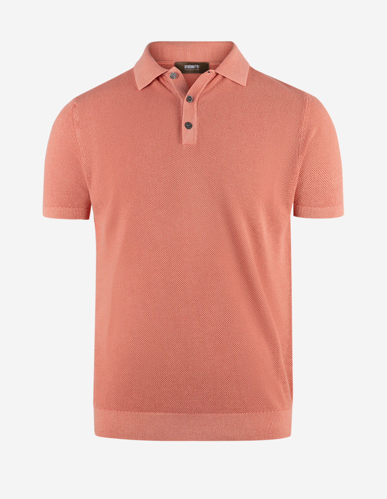 Pikétröja Strukturstickad Bomull Ljusröd