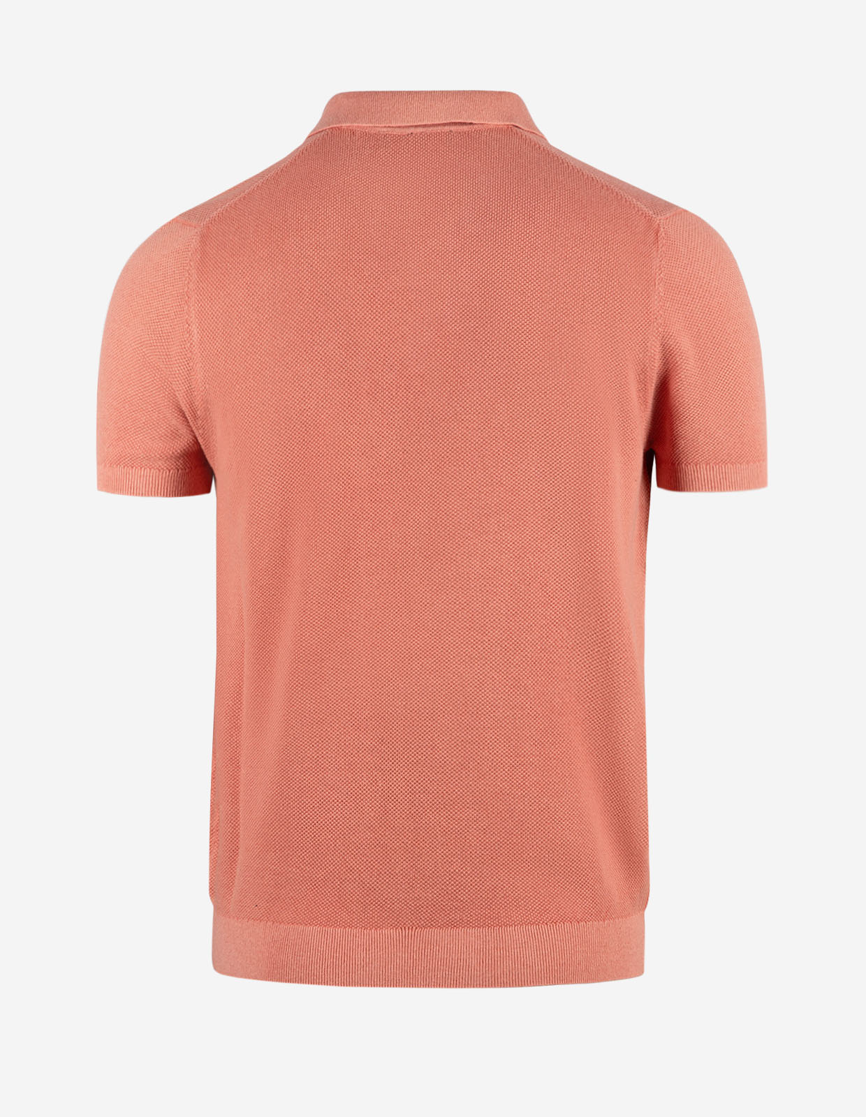 Pikétröja Strukturstickad Bomull Ljusröd