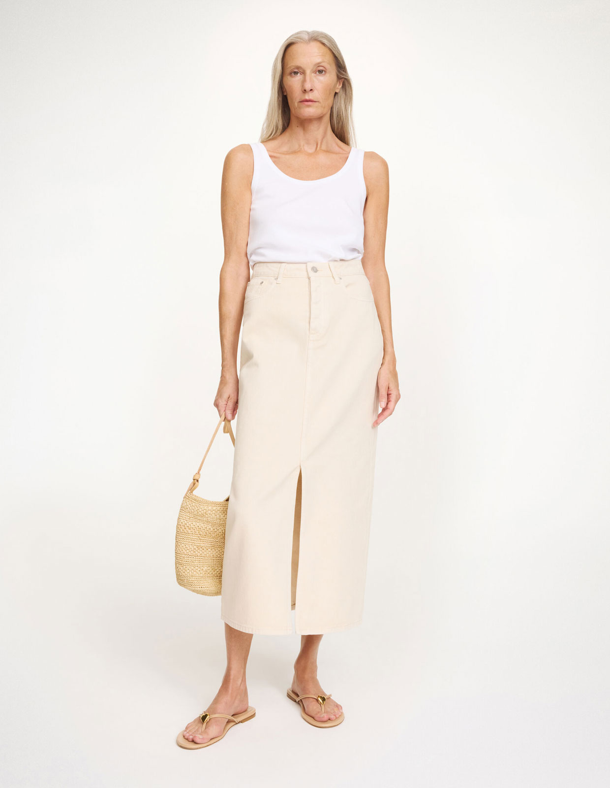 Phoenix Denimkjol Benvit