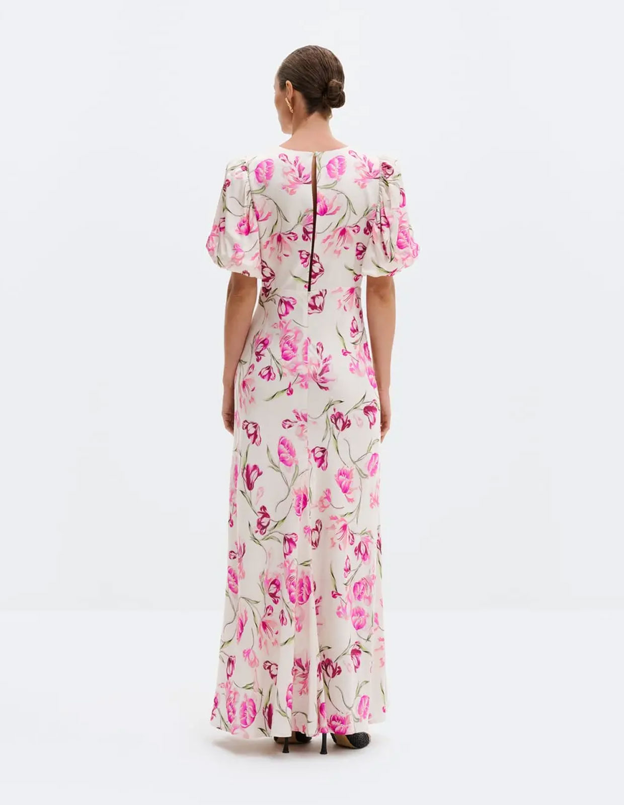 Freja Klänning Vit/Rosa Blommig