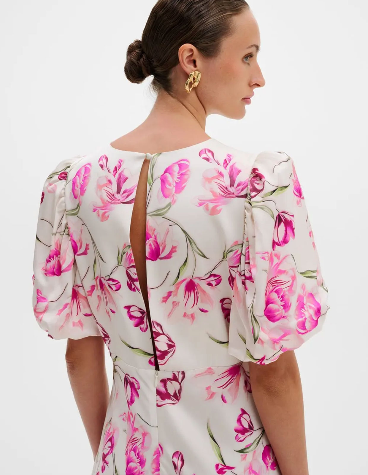 Freja Klänning Vit/Rosa Blommig