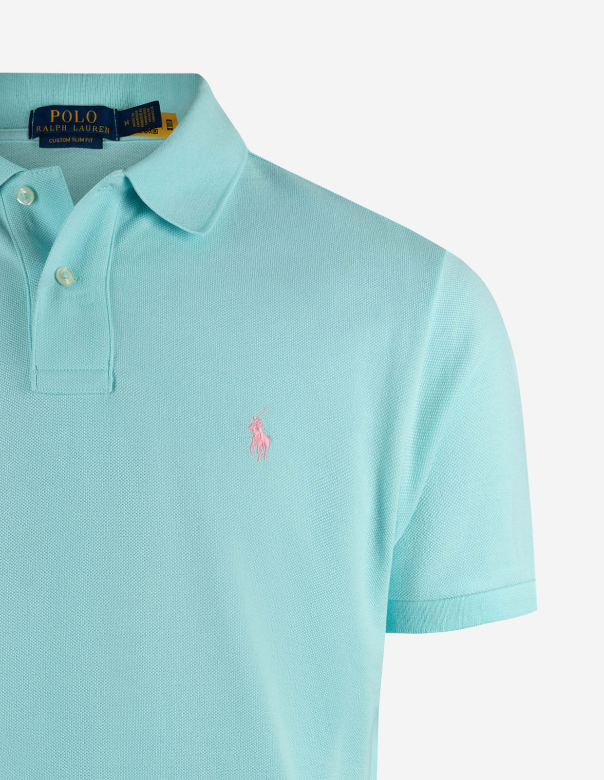 Pikétröja Custom Slim Fit Ljus Turkos