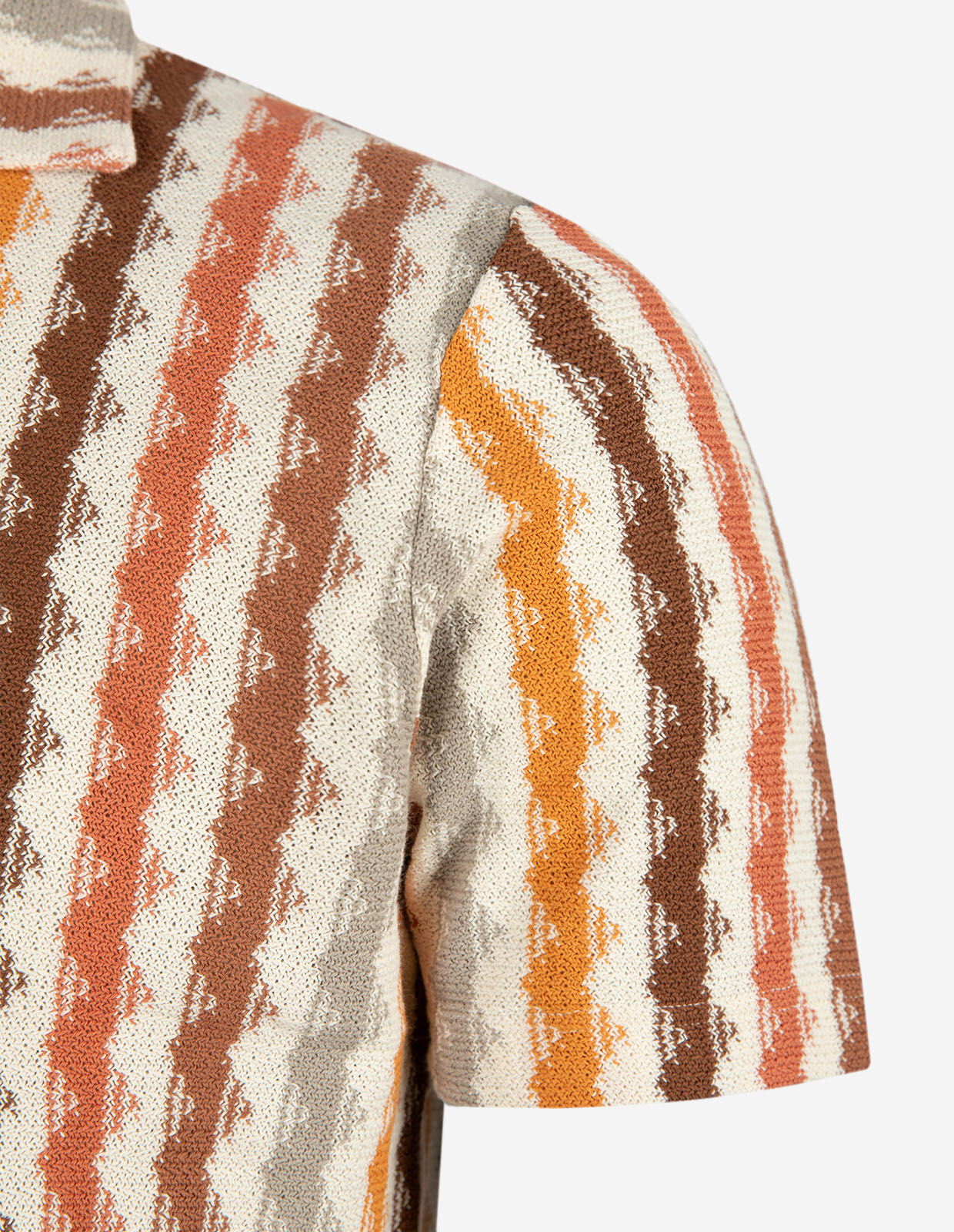 Kortärmsskjorta Stickad Bomull Randig Flerfärgad