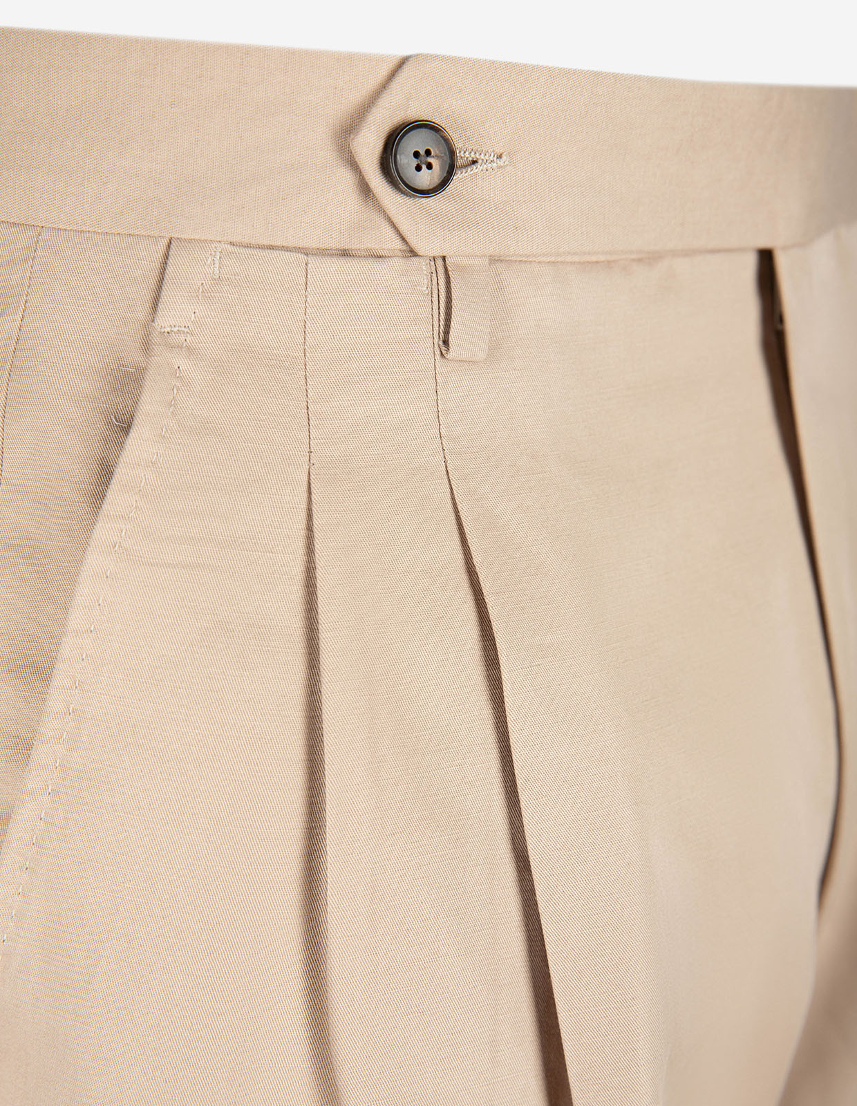 Sartorial Trouser II Dubbelplissering Linne Bomull Beige
