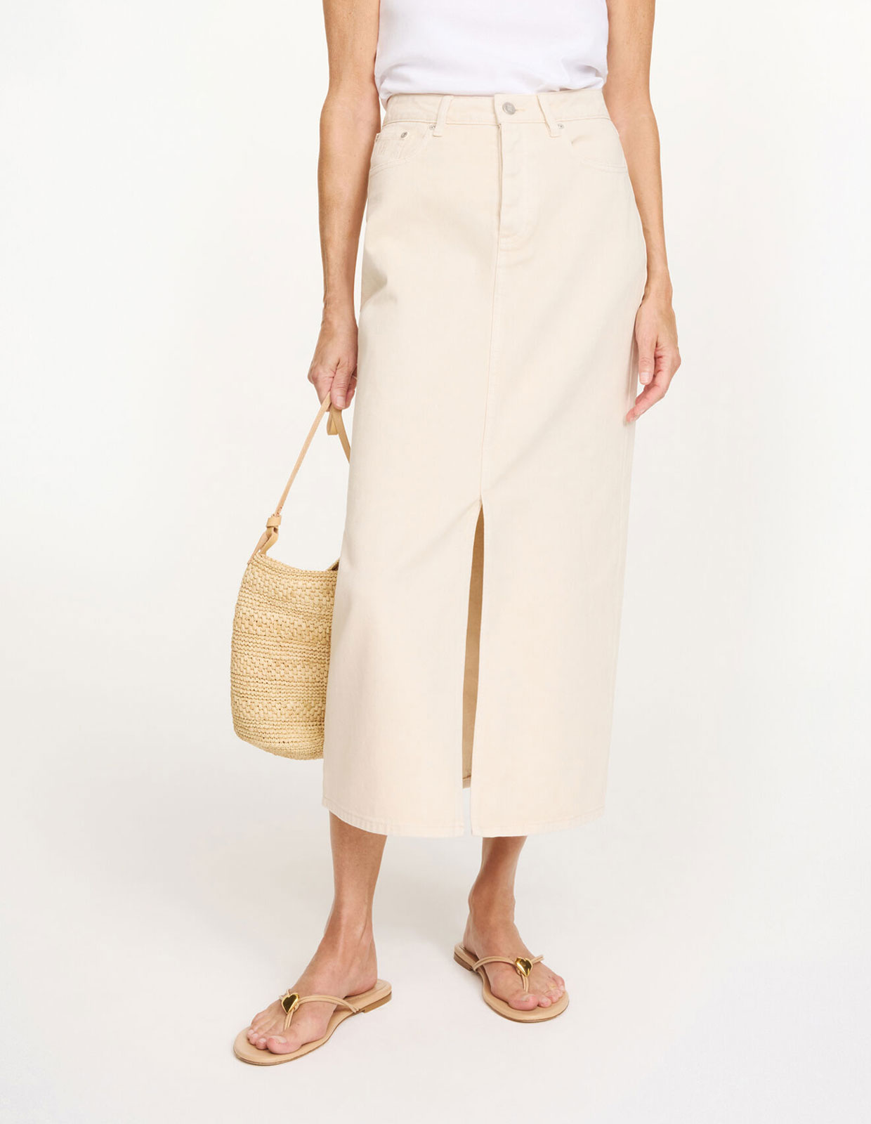 Phoenix Denimkjol Benvit