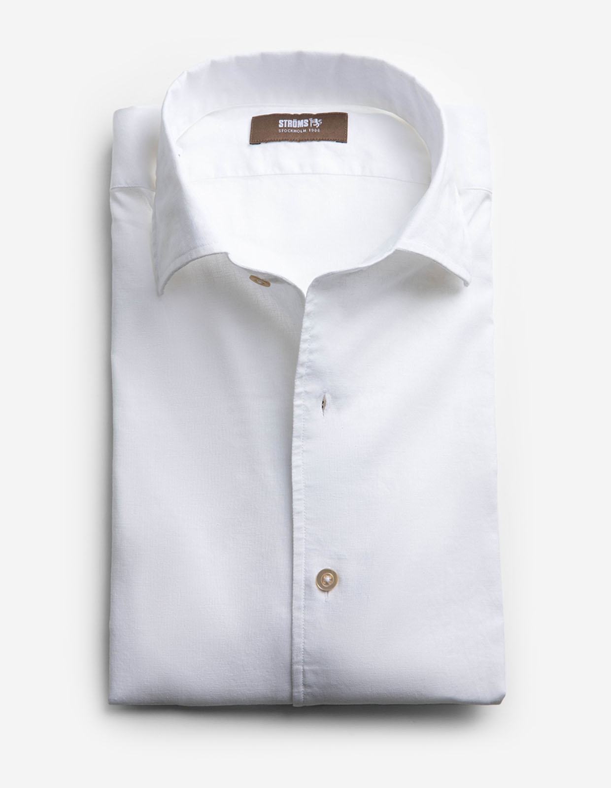 Casual Fit Skjorta Helskuren Krage Linne Bomull Vit