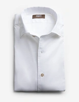 Casual Fit Skjorta Helskuren Krage Linne Bomull Vit