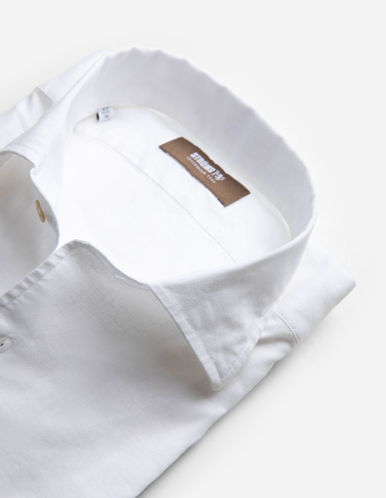 Casual Fit Skjorta Helskuren Krage Linne Bomull Vit