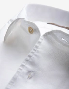 Casual Fit Skjorta Helskuren Krage Linne Bomull Vit