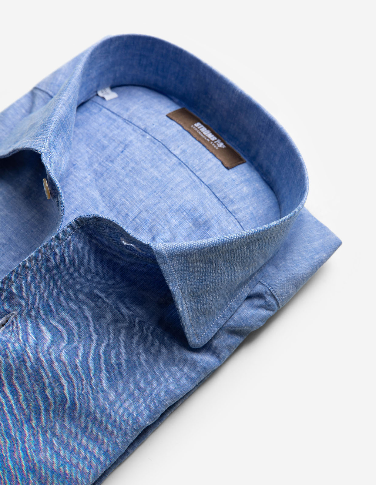 Casual Fit Skjorta Helskuren Krage Linne Bomull Ljusblå