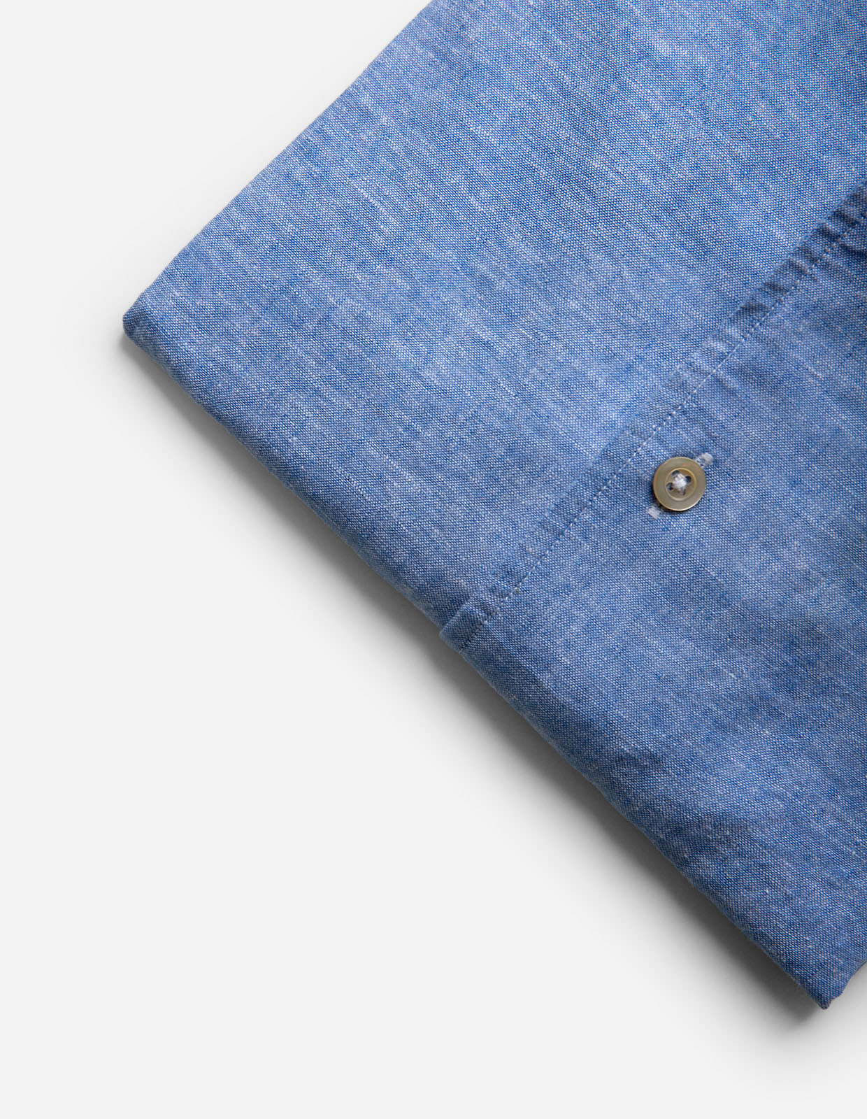 Casual Fit Skjorta Helskuren Krage Linne Bomull Ljusblå