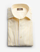 Casual Fit Skjorta Helskuren Krage Bomull Linne Randig Gul/Vit