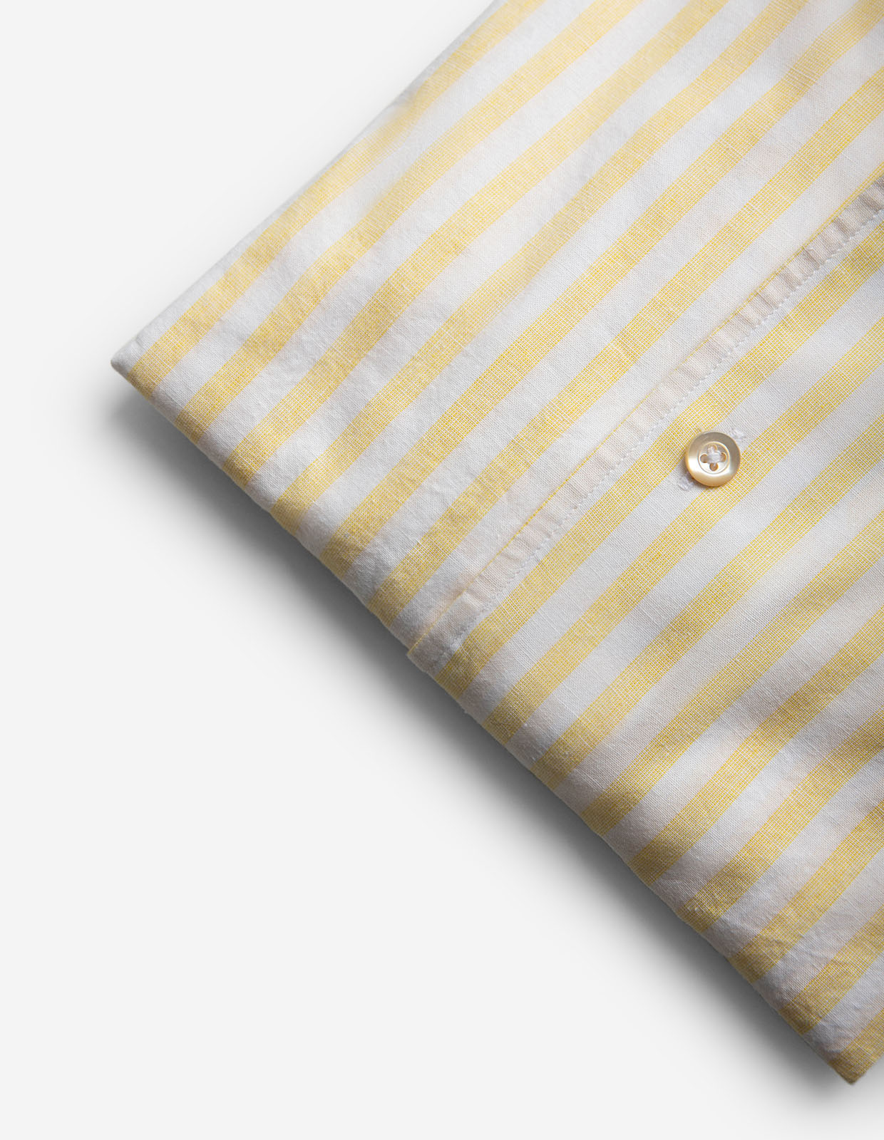 Casual Fit Skjorta Helskuren Krage Bomull Linne Randig Gul/Vit