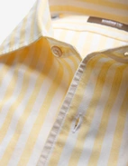 Casual Fit Skjorta Helskuren Krage Bomull Linne Randig Gul/Vit