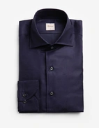 Slimline Skjorta Helskuren Krage Bomull Linne Navy