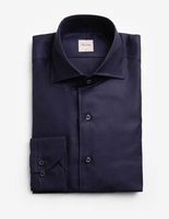 Slimline Skjorta Helskuren Krage Bomull Linne Navy
