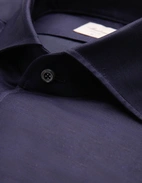 Slimline Skjorta Helskuren Krage Bomull Linne Navy