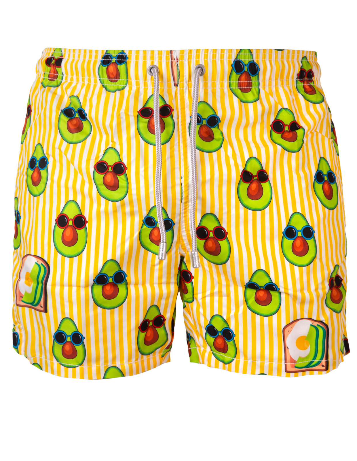 Mid Length Swim Shorts Avocado Striped Yellow