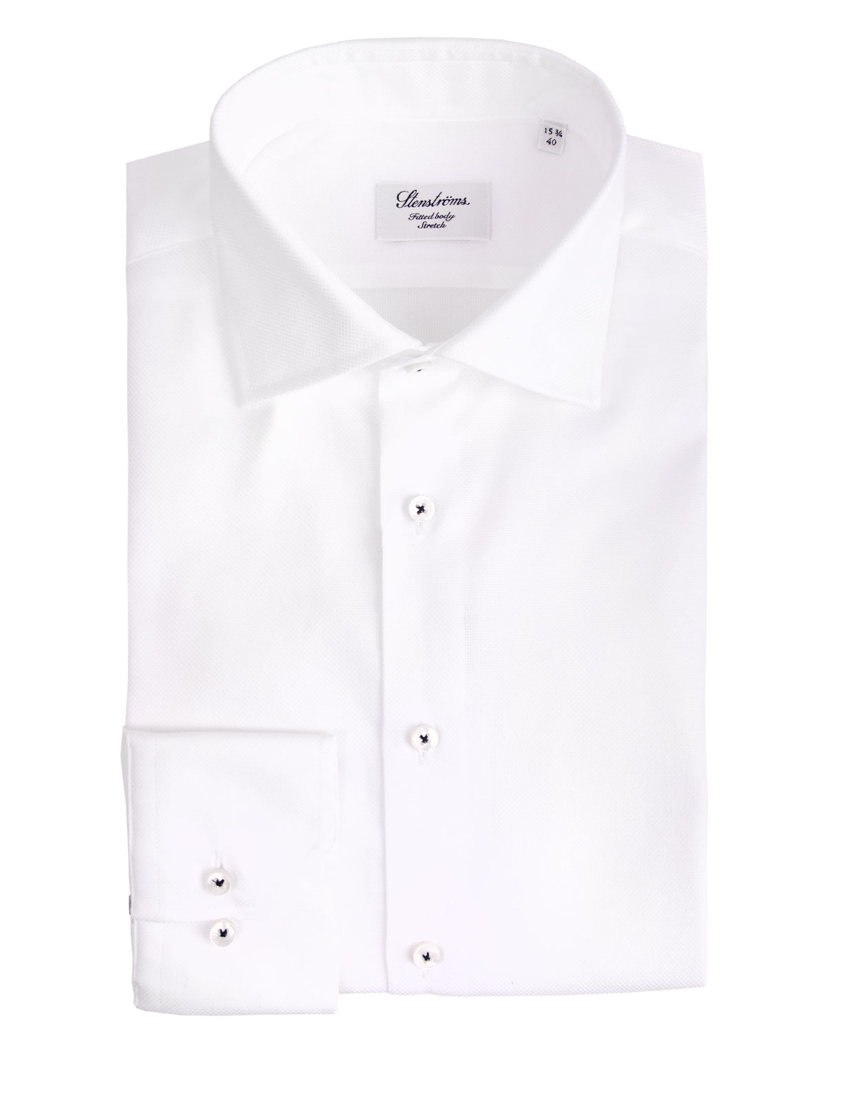 Fitted Body Shirt Textured Stretch White