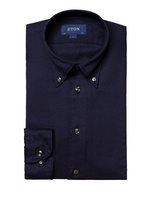 Contemporary Fit Flannel Shirt Cotton Tencel Dark Blue