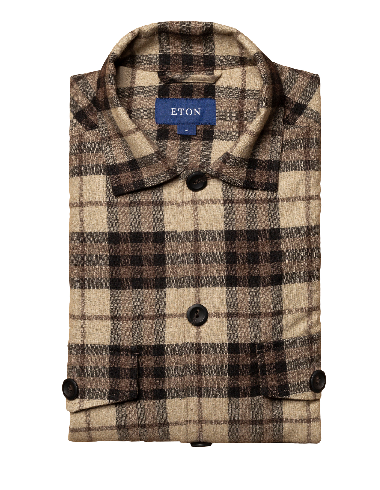 Cotton Wool Cashmere Overshirt Brown/Beige Checked