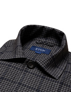 Cotton Wool Cashmere Overshirt Navy/Grey Checked