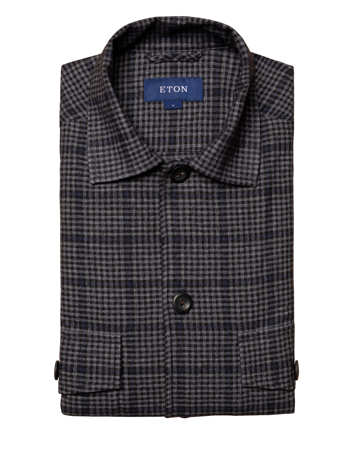 Cotton Wool Cashmere Overshirt Navy/Grey Checked