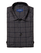 Cotton Wool Cashmere Overshirt Navy/Grey Checked