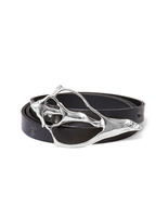 Shell Leather Belt Black/Silver