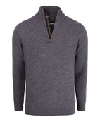 Holden Half Zip Lambswool Tartan Mid Grey Marl Stl M