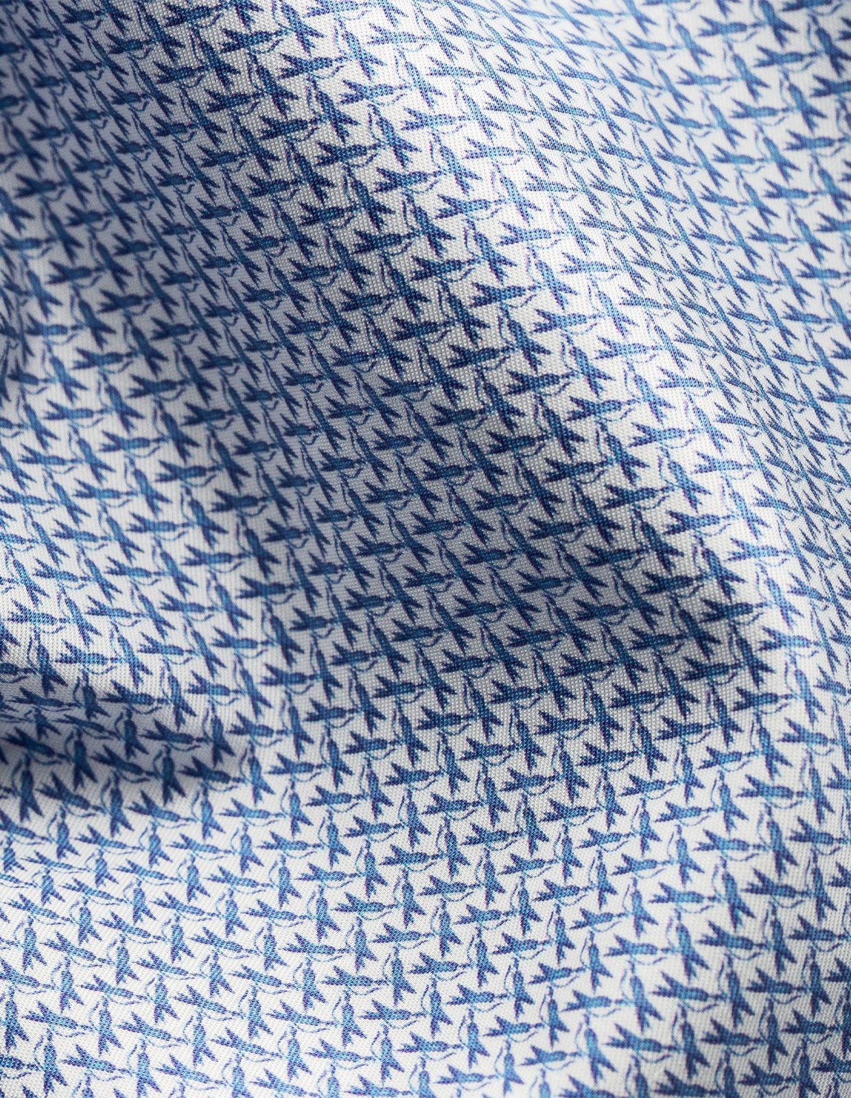 Contemporary Fit Bird Print Signature Twill Shirt Blue