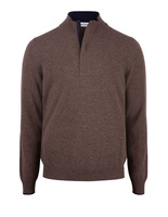 Half Zip W Patch Wool & Cashmere Brown