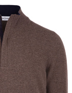 Half Zip W Patch Wool & Cashmere Brown