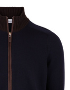 Full Zip Cardigan Merinoull Navy/Brun 50