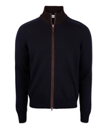 Full Zip Cardigan Merinoull Navy/Brun