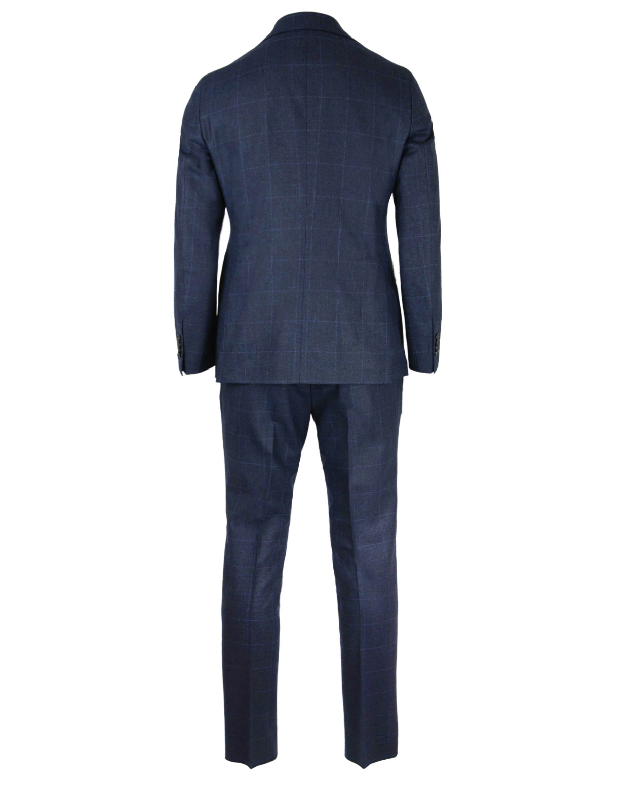 Vesuvio 3-piece Suit Wool Dark Blue Check