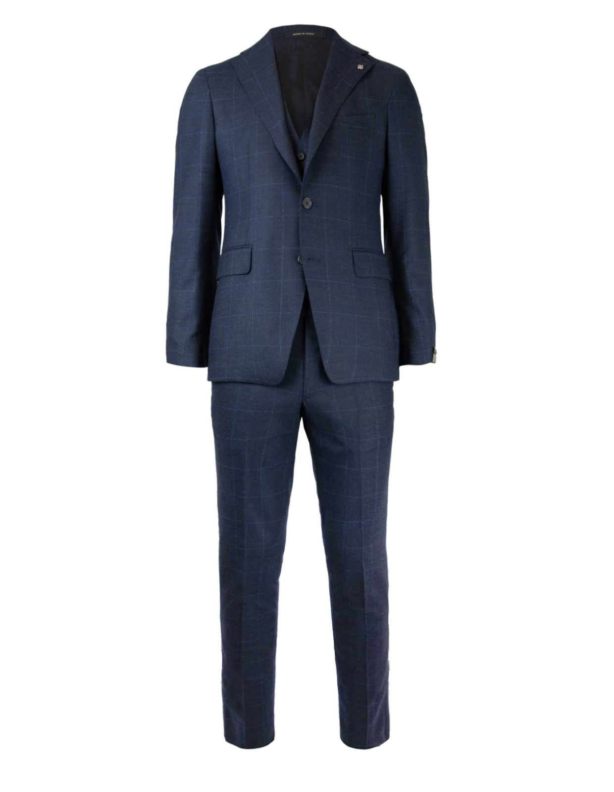 Vesuvio 3-piece Suit Wool Dark Blue Check